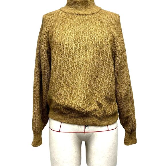 Stradivarius Womens Size M Tan Knit Mockneck Oversized Sweater - Picture 1 of 5